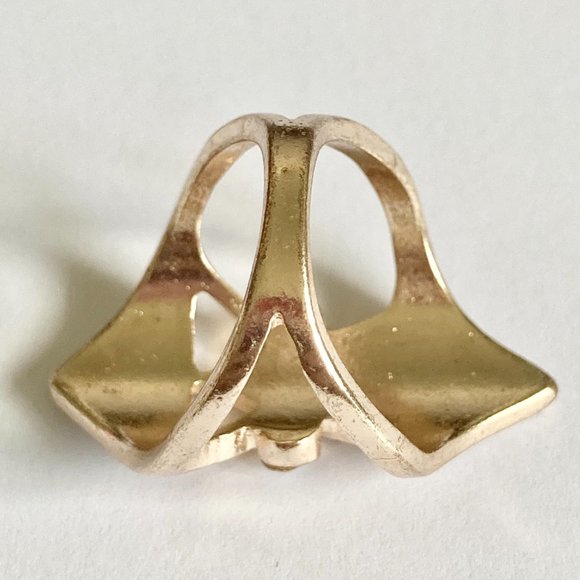 Rose Gold Cubic Zirconia Cocktail Ring Boho Art Deco Size 7 Plated Statement - Picture 10 of 12